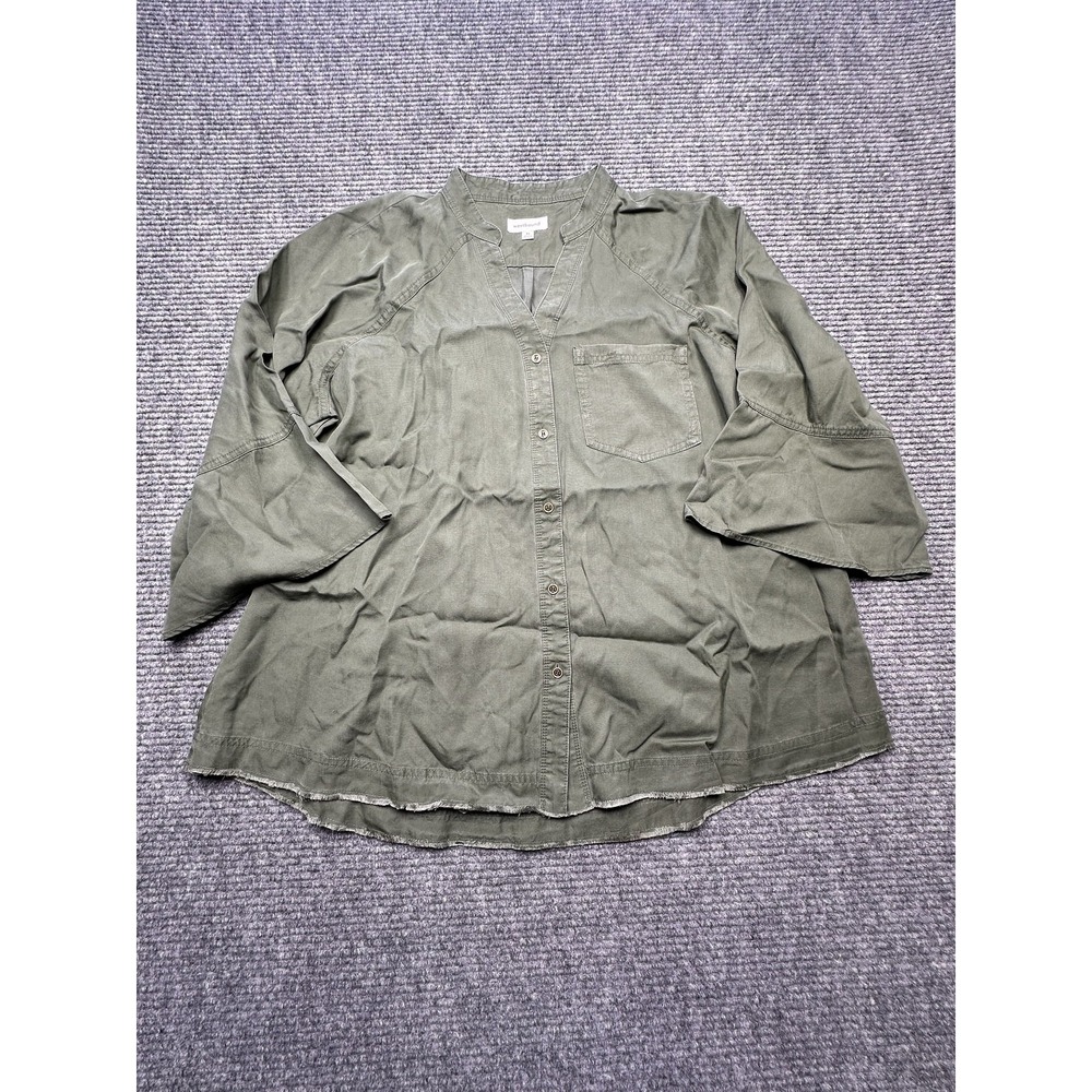 Westbound Shirt Womens Medium Olive Green Tencel Lyocell Button Front Tunic Top - Picture 2 of 13